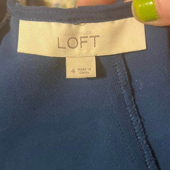 LOFT Blue Pleated Skirt Dress Size 4 Classic Preppy Workwear Mod Retro Chic - Picture 7 of 8